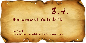 Bocsanszki Acicét névjegykártya